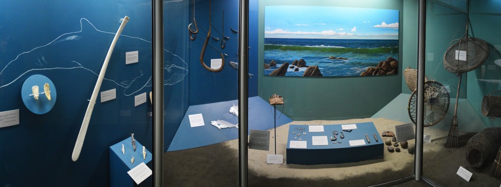 72_PanoramicOfSomeMaoriFishingToolAtDunedin'sMuseum